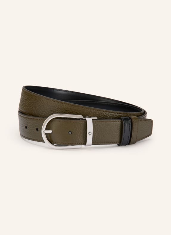 MONTBLANC Reversible leather belt BLACK / KHAKI
