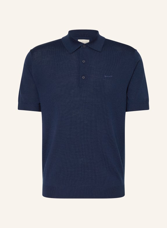 GANT Strick-Poloshirt Regular Fit aus Merinowolle DUNKELBLAU