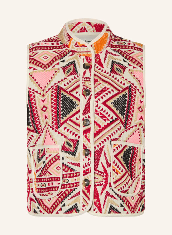 lollys laundry Steppweste CAIROLL aus Jacquard DUNKELROT / NEONROSA / BEIGE
