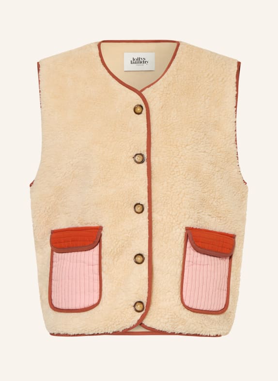 lollys laundry Teddy fur vest JACELL BEIGE / PINK