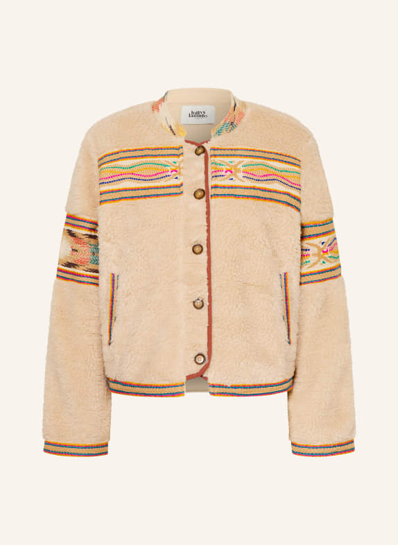 lollys laundry Teddyfell-Jacke SIRILL HELLBRAUN / PINK / TÜRKIS