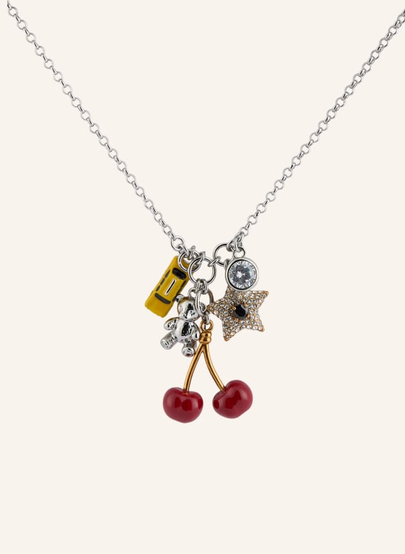 MARC JACOBS Halskette THE TRINKET CHARM CLUSTER SILBER / ROT / DUNKELGELB
