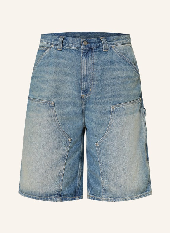 carhartt WIP OG ADEN Wide Fit Denim Shorts 01B7 Blue, grind wash