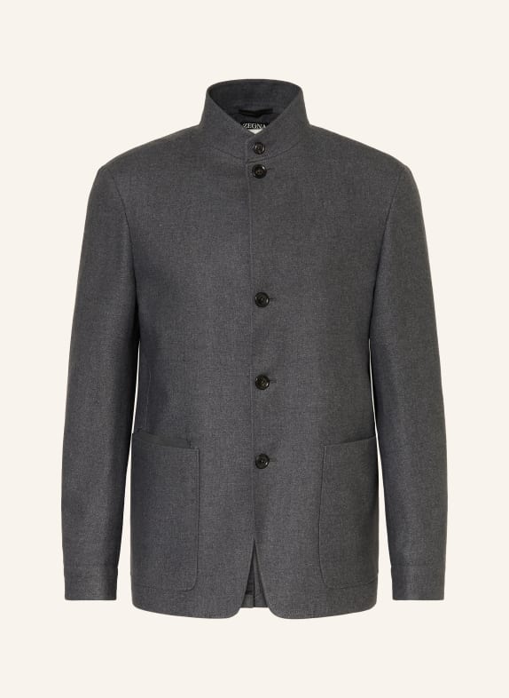 ZEGNA Regular fit jacket with silk DARK GRAY
