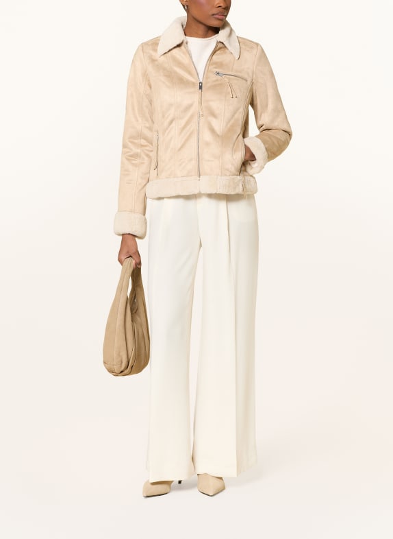 CARTOON Jacke in Lederoptik mit Kunstfell BEIGE