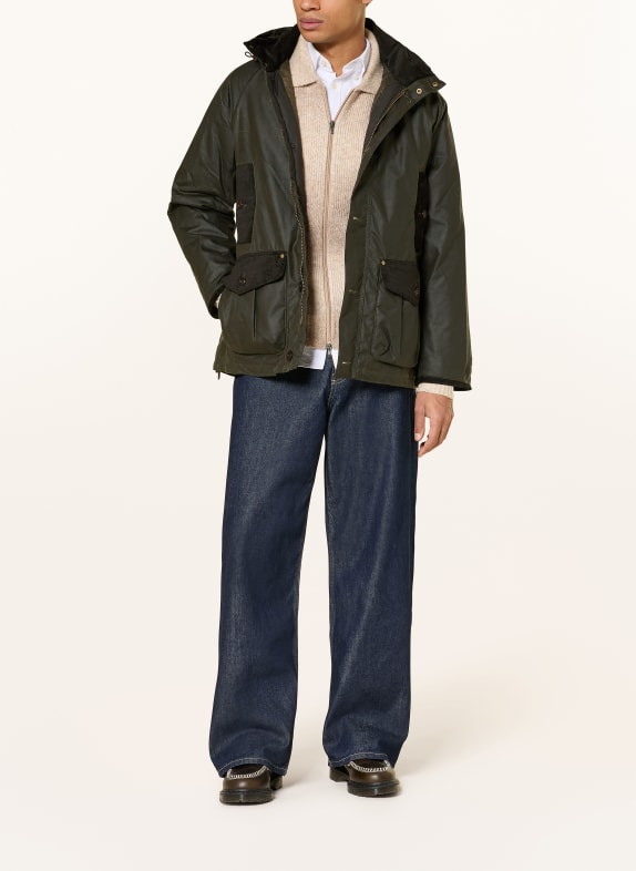 Barbour Parka BEAUFORT WAX med aftagelig hætte OLIVEN