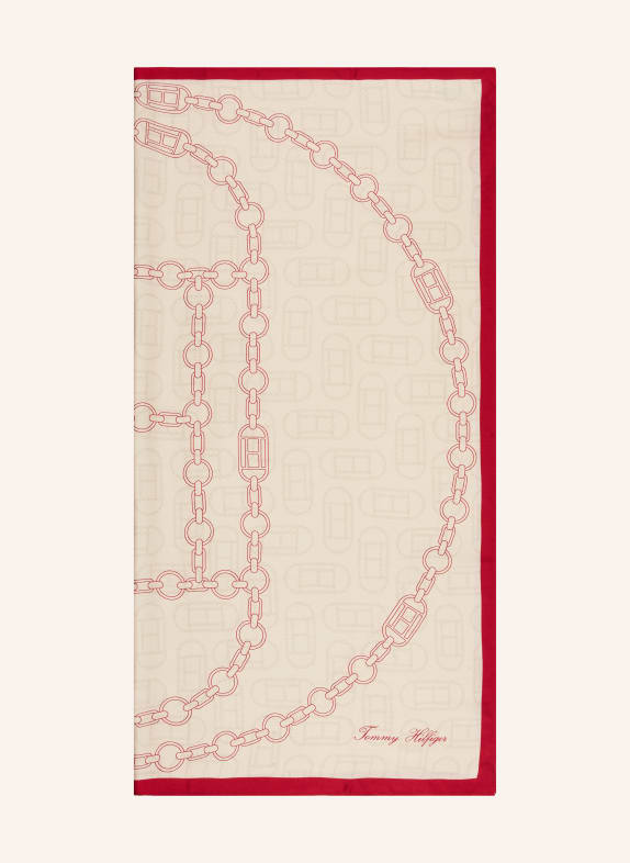 TOMMY HILFIGER Seidentuch BEIGE / DUNKELROT