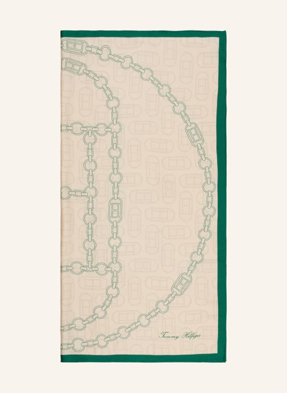 TOMMY HILFIGER Seidentuch BEIGE / GRÜN