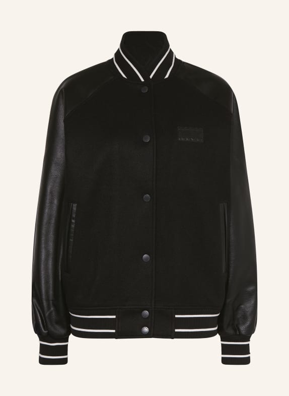 TOMMY JEANS Univerzitní bunda z kombinace materiálů ČERNÁ