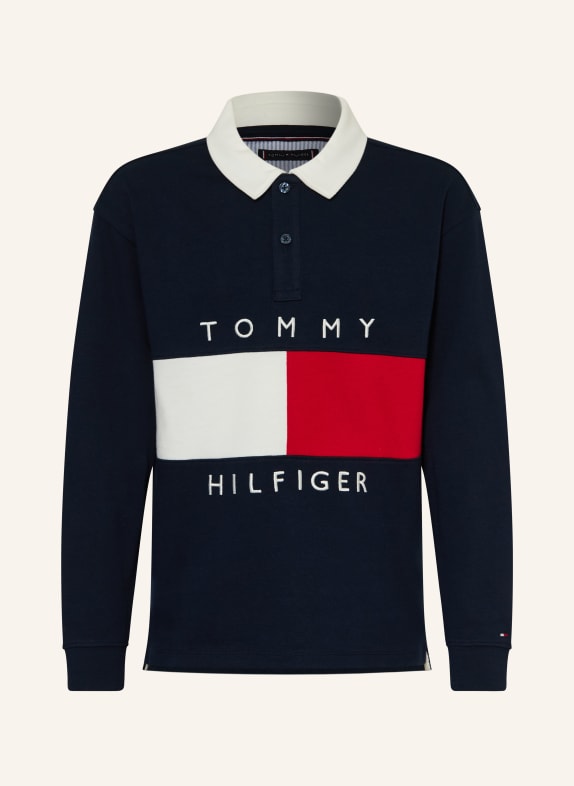 TOMMY HILFIGER Jersey-Poloshirt DUNKELBLAU / ROT / WEISS