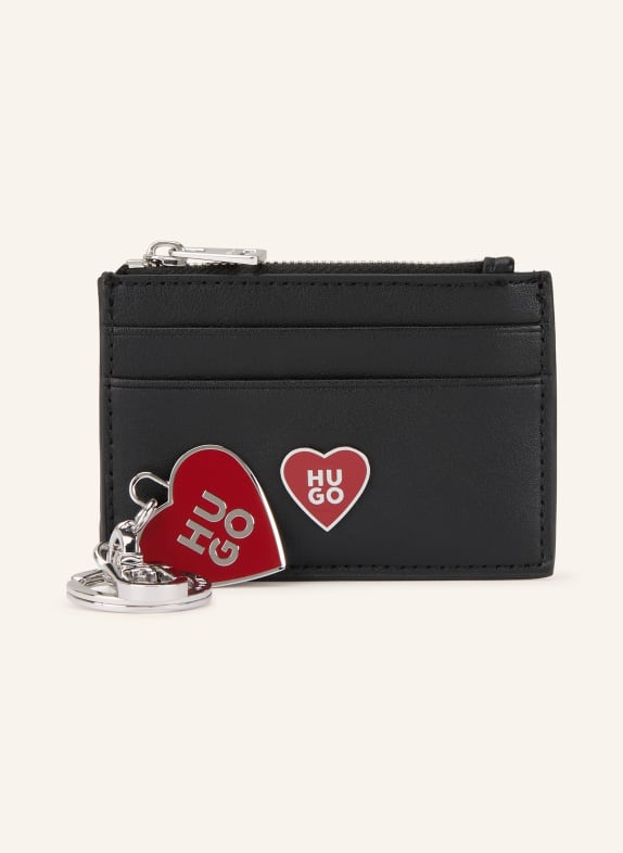 HUGO Kartenetui mit Münzfach SCHWARZ / SILBER / ROT