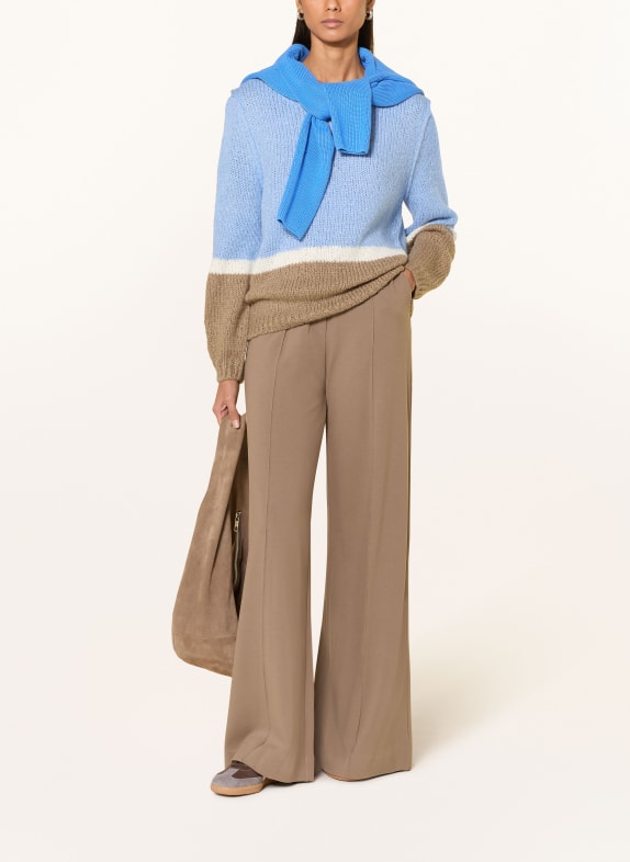 oui Pulovere ALBASTRU DESCHIS / TAUPE / ALB