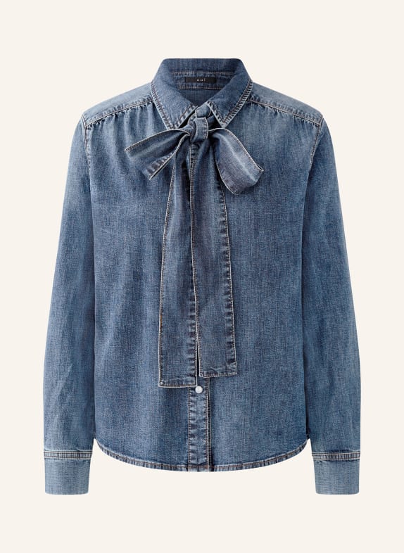 oui Bluzka jeansowa z odpinanym kołnierzykiem NIEBIESKI