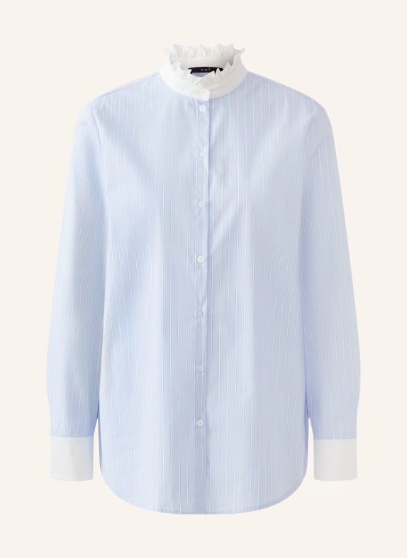 oui Bluse mit Rüschen HELLBLAU / WEISS