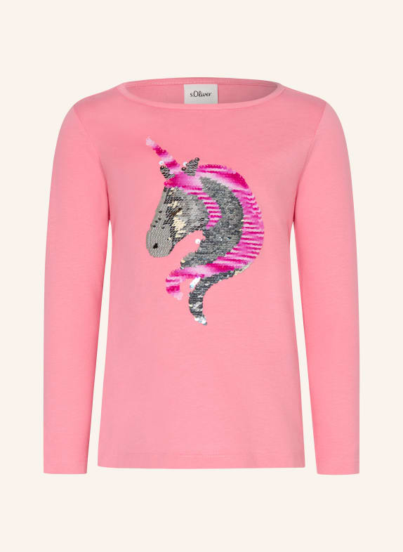 s.Oliver RED Longsleeve mit Pailletten ROSA / SILBER / PINK