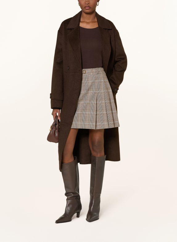 GUESS Plooirok GERALDINE MARRON FONCÉ / LICHTBLAUW / ECRU
