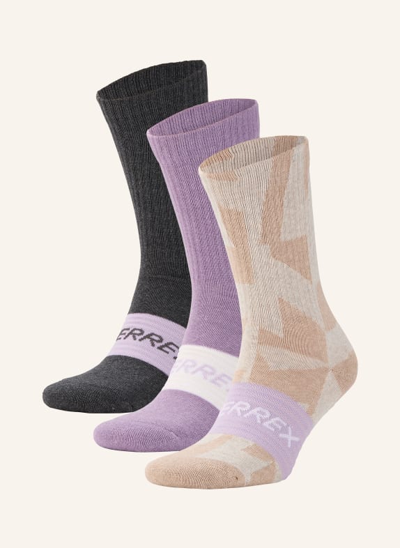adidas TERREX 3er-Pack Trekking-Socken TERREX GRAU / BEIGE / HELLLILA