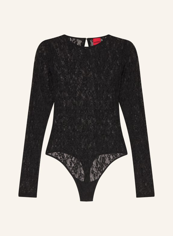 HUGO Koronkowe body DULIETTA CZARNY
