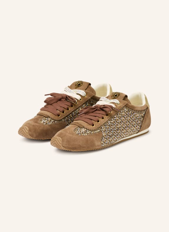 KURT GEIGER ISLINGTON sneakers with gemstones BROWN / GOLD