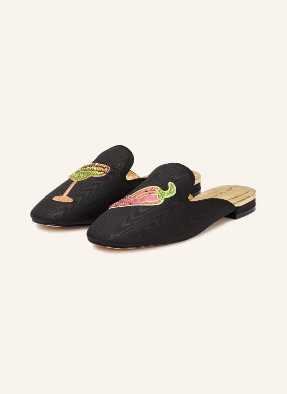 KURT GEIGER Mules with gemstones BLACK / PINK / LIGHT GREEN