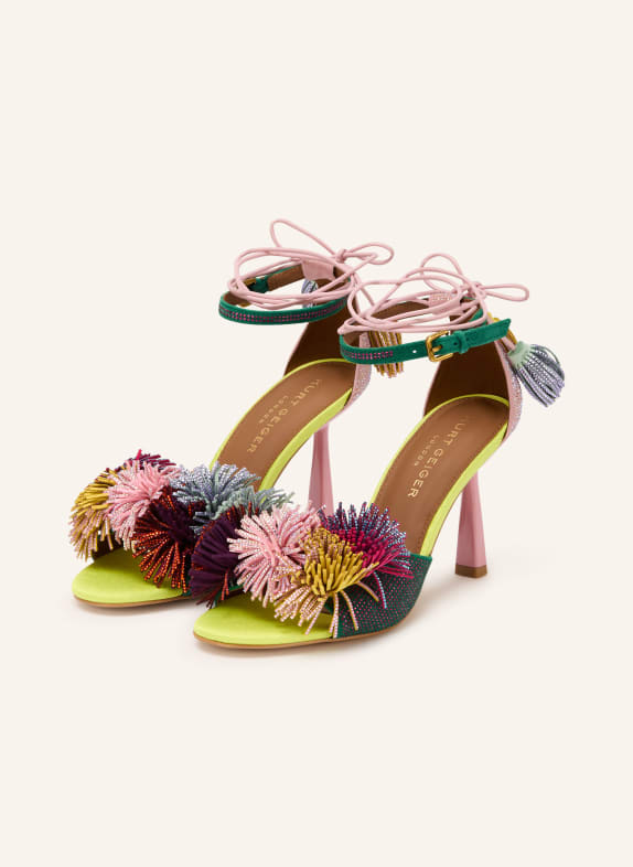 KURT GEIGER Sandals with gemstones PINK / SILVER / DARK GREEN