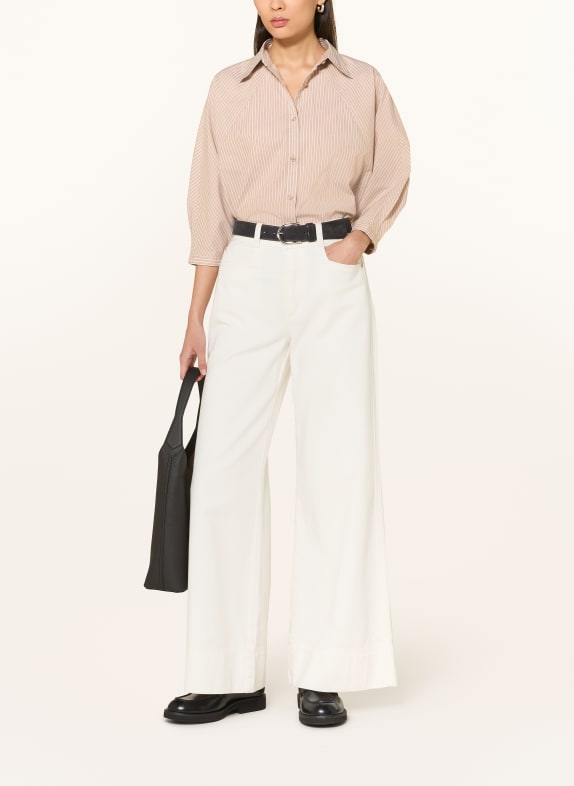 BOSS Overhemdblouse BELENTA met 3/4-mouwen CAMEL / WIT