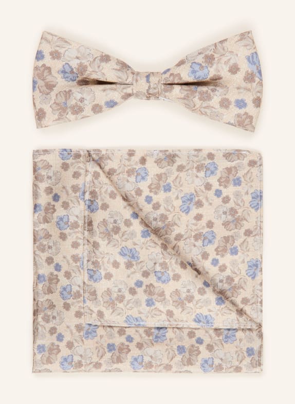 CG - CLUB of GENTS Set: Bow tie and pocket square BEIGE / TAUPE / LIGHT BLUE