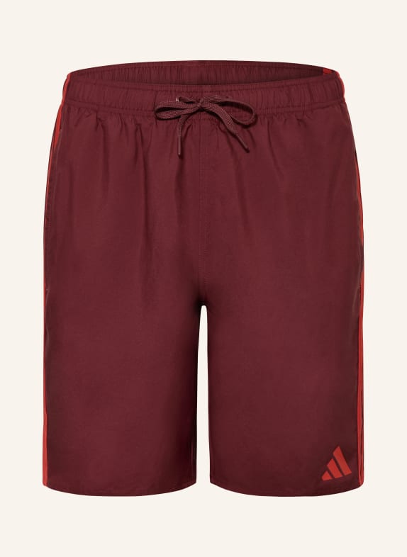 adidas ADICOLOR 3-STRIPE 8-INCH swim shorts DARK RED / RED