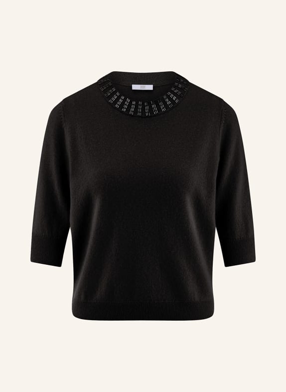 RIANI Strickshirt mit Cashmere und Schmucksteinen SCHWARZ