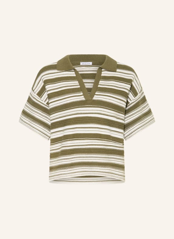 MRS & HUGS Strick-Poloshirt OLIV / WEISS