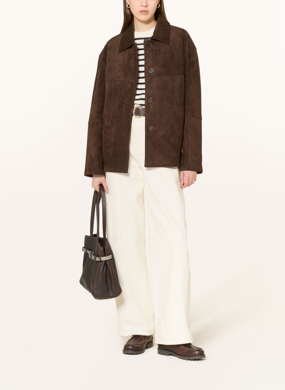 MRS & HUGS Overjacket in Lederoptik DUNKELBRAUN