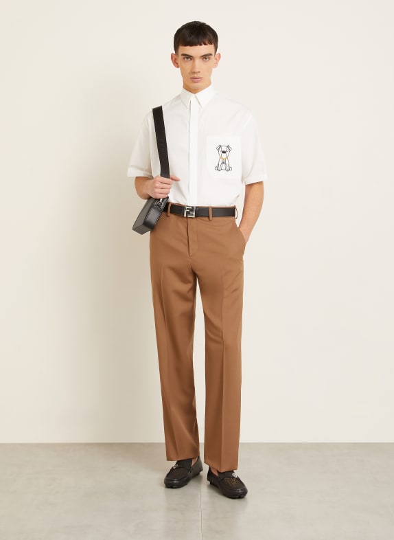 FENDI Korte mouwen overhemd Comfort Fit WIT