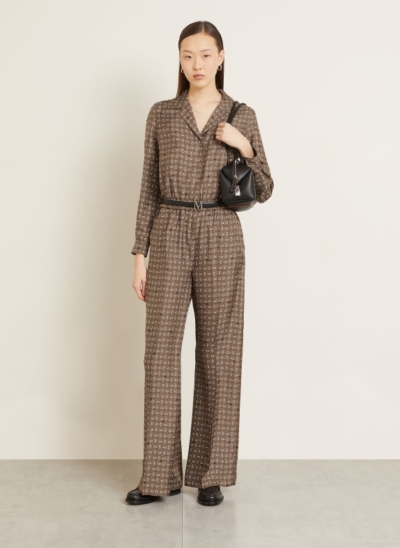 Max Mara Marlenehose VISCHIO aus Seide TAUPE / CREME / SCHWARZ