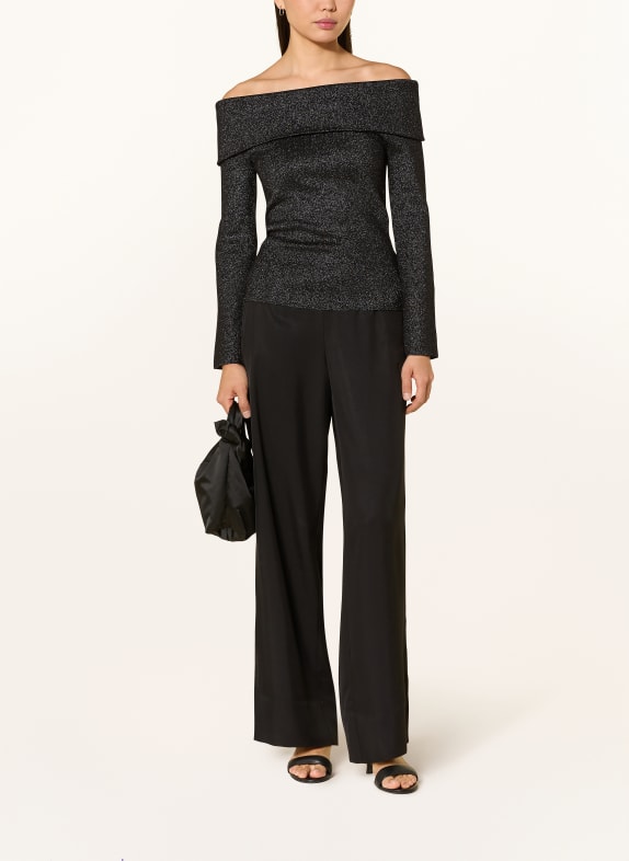 MALINA Off-Shoulder-Pullover CIRELLA mit Glitzergarn SCHWARZ