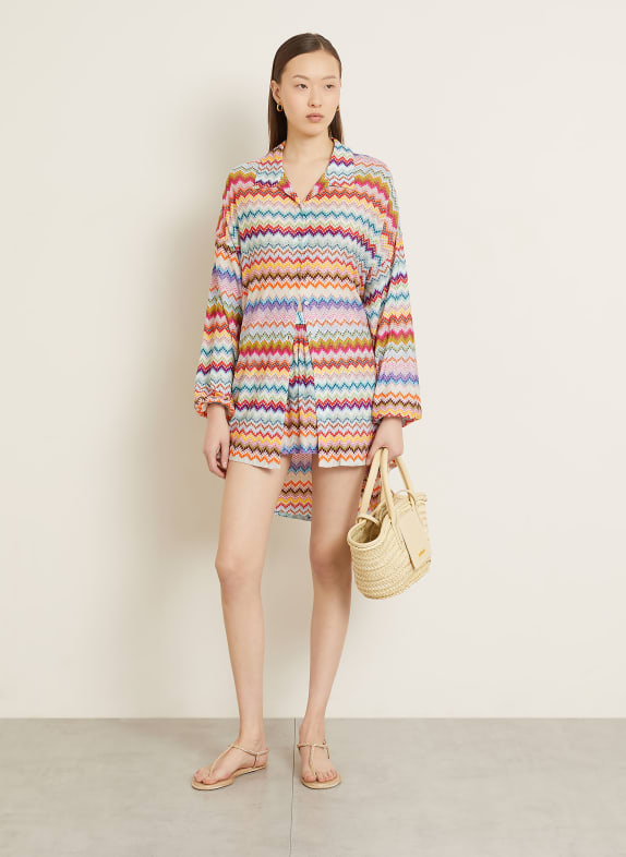 MISSONI Strandkleid mit Glitzergarn CREME / PINK / HELLBLAU
