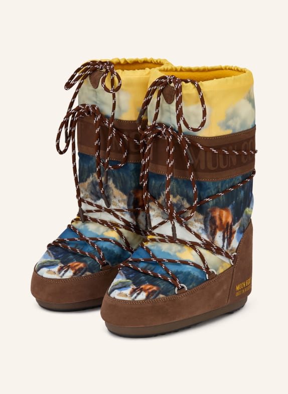 MOON BOOT Moon Boot ICON HIGH POSTCARD DUNKELBRAUN / GELB / BLAU