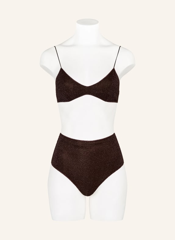 Oséree Triangelbikini LUMIERE met glittergaren MARRON FONCÉ / ROSÉGOUD