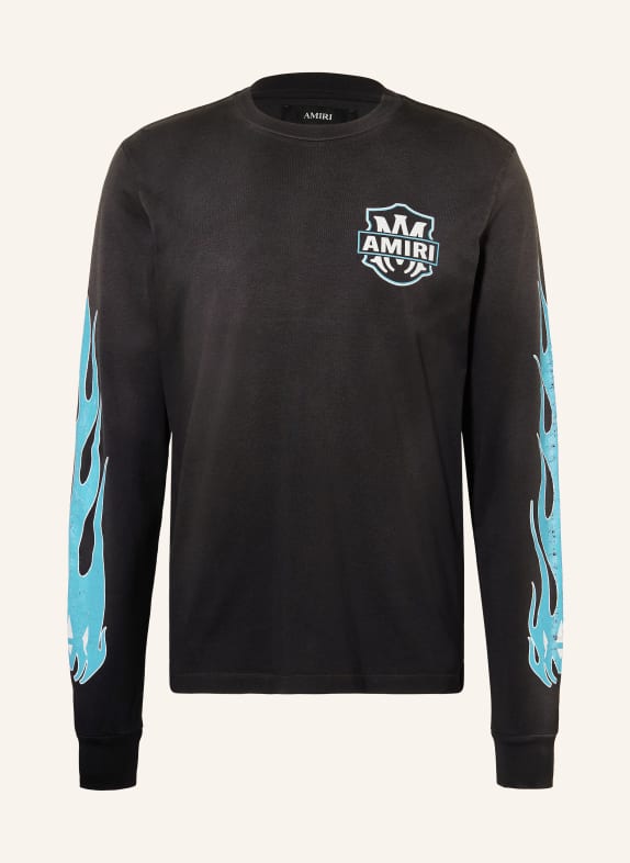 AMIRI Koszulka z długim rękawem CZARNY / JASKRAWY NIEBIESKI