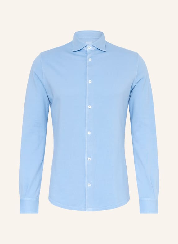 FEDELI Piqué-Hemd STELVE Slim Fit HELLBLAU