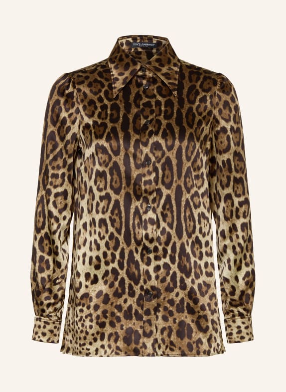 DOLCE & GABBANA Hemdbluse aus Seide BRAUN / GOLD / DUNKELBRAUN