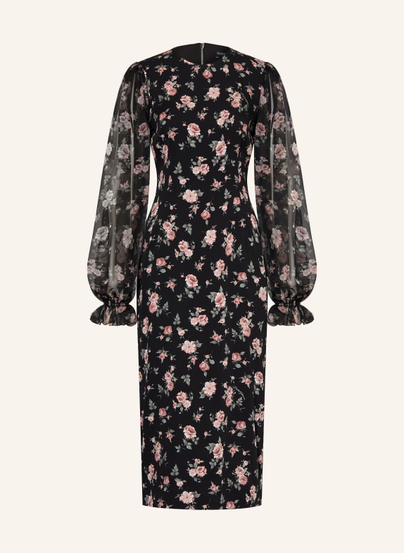 DOLCE & GABBANA hedvábné šaty ČERNÁ / STARORŮŽOVÁ / ZELENÁ