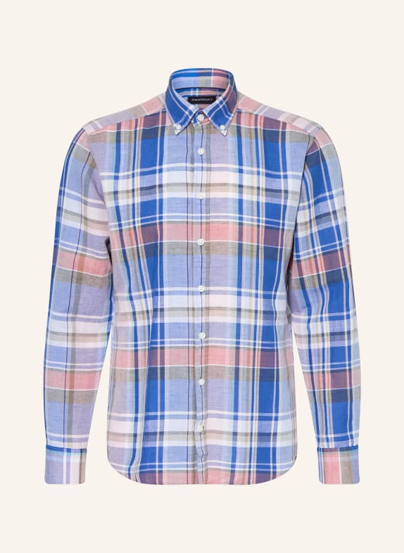 STROKESMAN'S Regular fit shirt BLUE / LIGHT RED / KHAKI