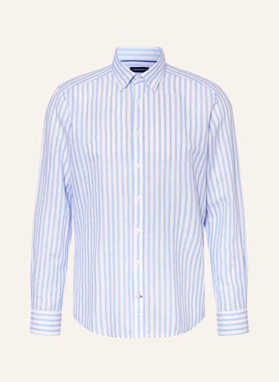STROKESMAN'S Regular fit shirt with linen WHITE / LIGHT BLUE