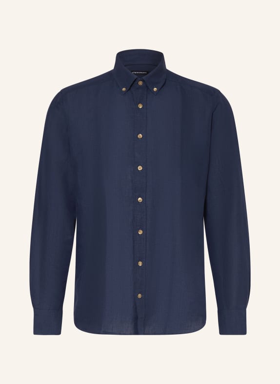 STROKESMAN'S Regular fit shirt with linen DARK BLUE