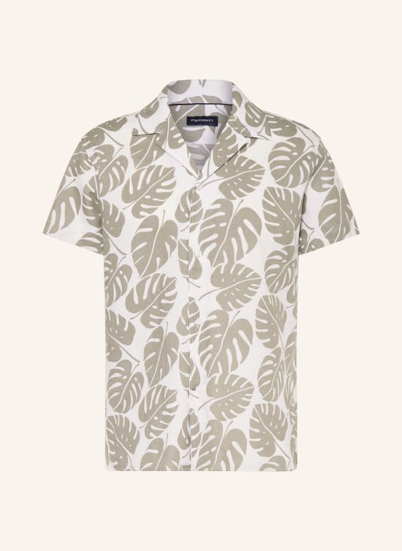 STROKESMAN'S Resorthemd Comfort Fit mit Leinen CREME / KHAKI