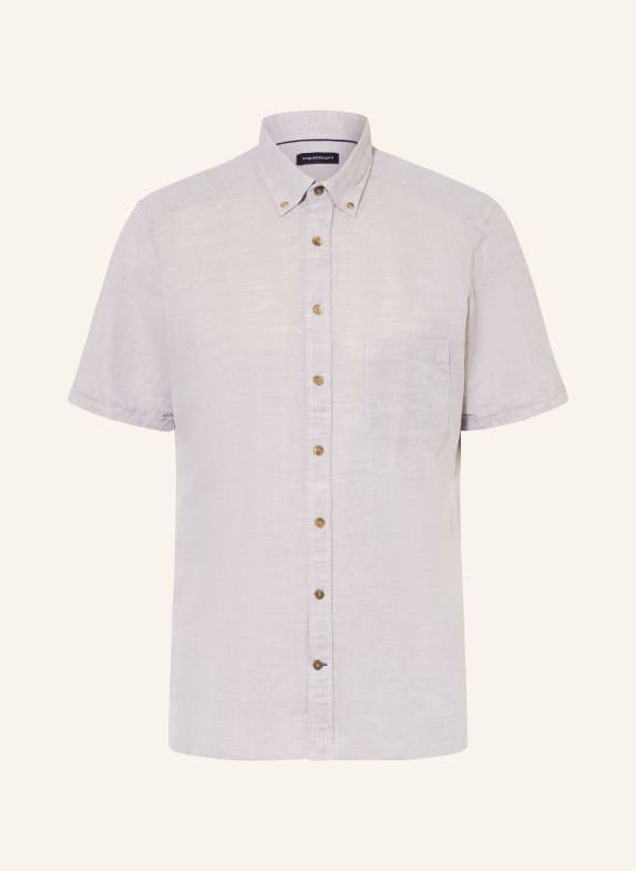 STROKESMAN'S Košile s krátkým rukávem Comfort Fit s lnem BÉŽOVÁ