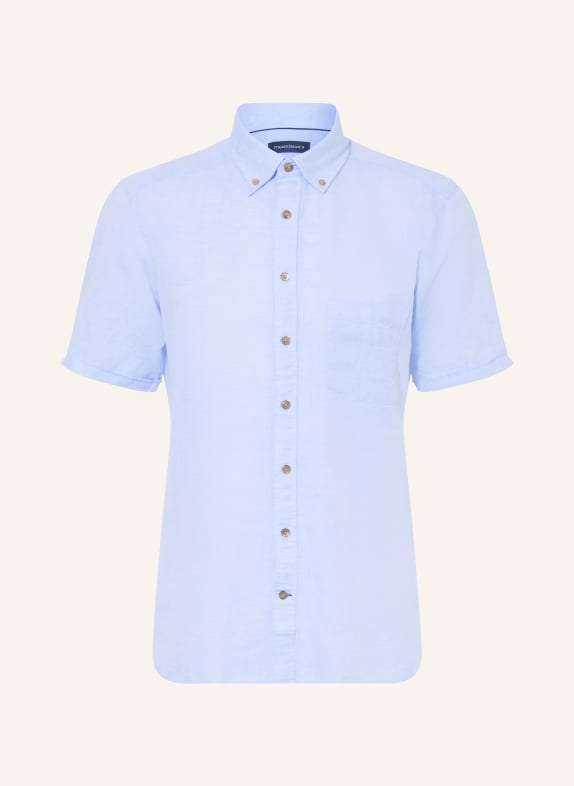 STROKESMAN'S Košile s krátkým rukávem Comfort Fit s lnem TMAVĚ MODRÁ