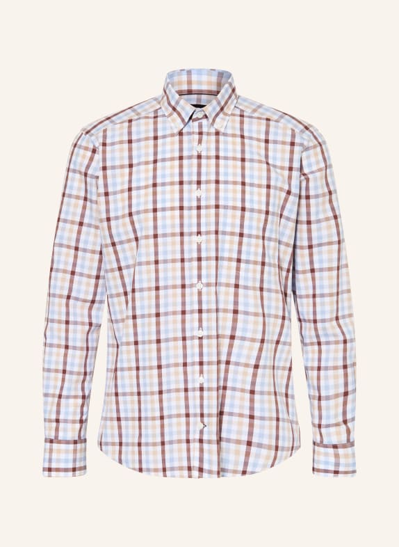 STROKESMAN'S Regular fit shirt WHITE / BROWN / BLUE GRAY