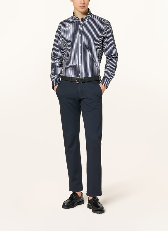 STROKESMAN'S Overhemd Comfort Fit DONKERBLAUW / WIT