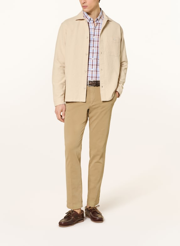 STROKESMAN'S Piqué-overhemd Comfort Fit BEIGE